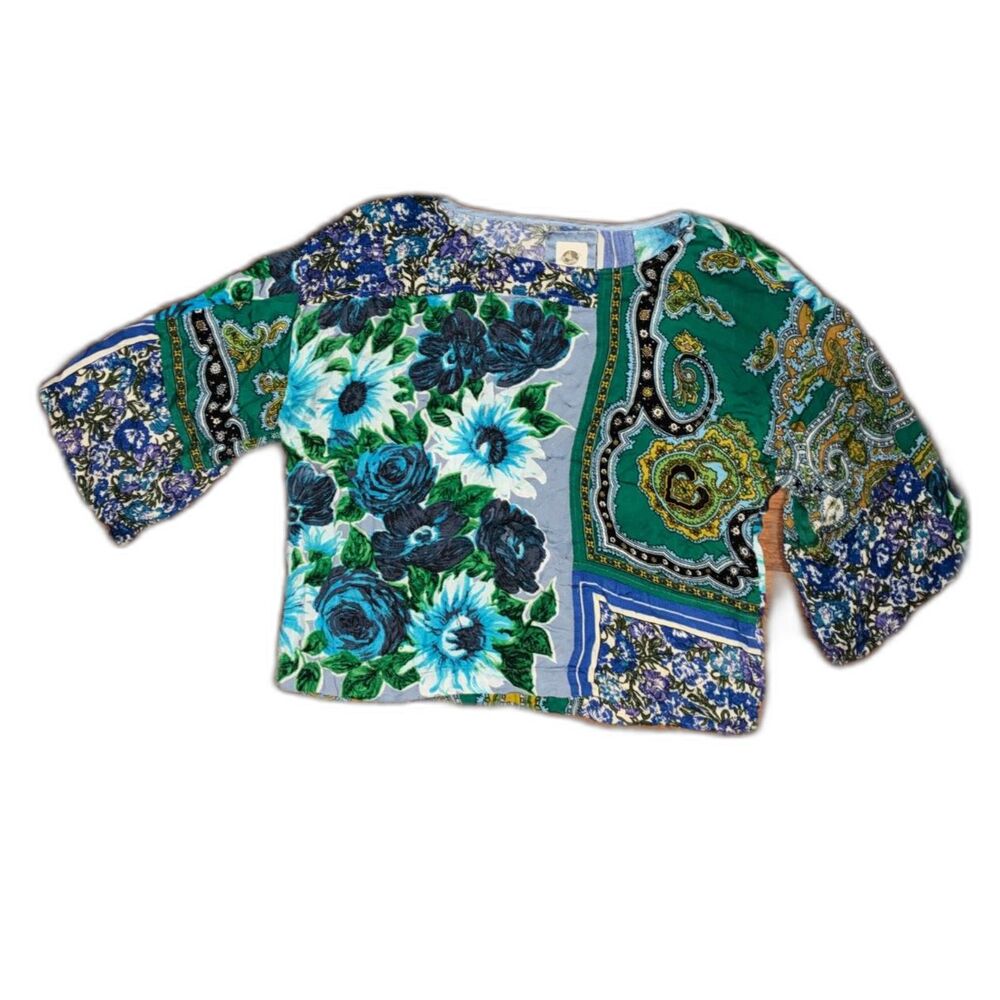 TINY Anthropologie Ellery Patchwork Blouse XS Floral Paisley BOHO